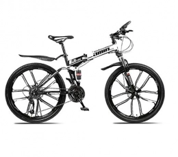 Gaoyanhang 21/30 Variable speed mountain bike 24 and 26 inch folding mountain bicycle double damping disc brakes 10 knife wheel mountain bike (Color : Black, Size : 21 speed 24 inch)