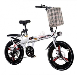 Gaoyanhang Folding Bike Gaoyanhang Folding bicycle, 16 / 20 inch variable speed shock absorption dual disc brake, light and portable mini bike for men and women (Color : White, Size : 16 inch variable speed)