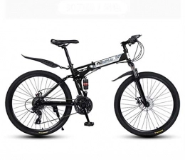GASLIKE Bike GASLIKE Folding Mountain Bike Bicycle for Adult Men And Women, High Carbon Steel Dual Suspension Frame, PVC Pedals And Rubber Grips, Black, 26 inch 21 speed