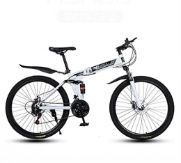 GASLIKE Bike GASLIKE Folding Mountain Bike Bicycle for Adult Men And Women, High Carbon Steel Dual Suspension Frame, PVC Pedals And Rubber Grips, White, 26 inch 21 speed