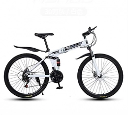 GASLIKE Folding Bike GASLIKE Folding Mountain Bike Bicycle for Adult Men And Women, High Carbon Steel Dual Suspension Frame, PVC Pedals And Rubber Grips, White, 26 inch 27 speed
