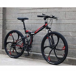 GASLIKE Bike GASLIKE Folding Mountain Bikes for Men Women, Full Suspension Soft Tail Bike Bicycle, High Carbon Steel Frame, Double Disc Brake, E, 24 inch 21 speed