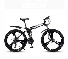 GASLIKE Folding Bike GASLIKE Mountain Bike for Adults, Folding Bicycle High Carbon Steel Frame, Full Suspension MTB Bikes, Double Disc Brake, PVC Pedals, Black, 26 inch 21 speed