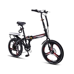 GDZFY Bike GDZFY 20in Folding City Bicycle, Portable Adult Student Bike, Ultra Light Suspension Foldable Bicycle 7 Speed, Loop Adult Folding Bike Black 20in