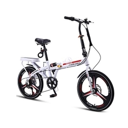 GDZFY  GDZFY 20in Folding City Bicycle, Portable Adult Student Bike, Ultra Light Suspension Foldable Bicycle 7 Speed, Loop Adult Folding Bike White 20in