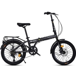 GDZFY  GDZFY 20in Folding Mountain Bikes, Lightweight Mini City Bicycle For Students Office Workers, Transmission Foldable Bike With Full Suspension Black 20in