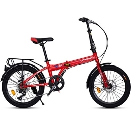 GDZFY Folding Bike GDZFY 20in Folding Mountain Bikes, Lightweight Mini City Bicycle For Students Office Workers, Transmission Foldable Bike With Full Suspension Red 20in