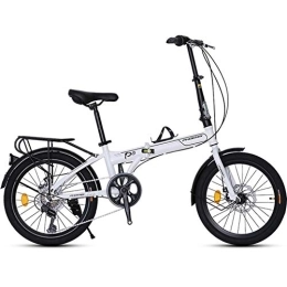 GDZFY Folding Bike GDZFY 20in Folding Mountain Bikes, Lightweight Mini City Bicycle For Students Office Workers, Transmission Foldable Bike With Full Suspension White 20in