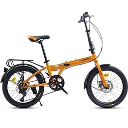 GDZFY  GDZFY 20in Folding Mountain Bikes, Lightweight Mini City Bicycle For Students Office Workers, Transmission Foldable Bike With Full Suspension Yellow 20in