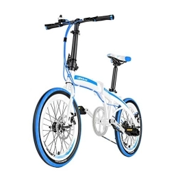 GDZFY  GDZFY 7 Speed Portable Travel Mountain Bike, 20in Adults Folding Bicycle, Ultra Light Folding Bike City Urban Commuters Aluminum Frame White 20in