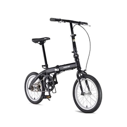 GDZFY  GDZFY Adults Single Speed Folding Bike, 16in Mini Folding City Bicycle, Lightweight Foldable Bike Carbon Fiber Frame Black 16in