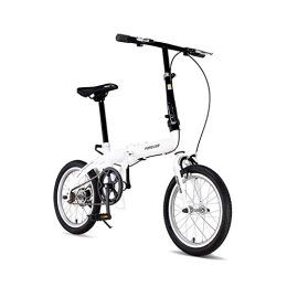 GDZFY  GDZFY Adults Single Speed Folding Bike, 16in Mini Folding City Bicycle, Lightweight Foldable Bike Carbon Fiber Frame White 16in