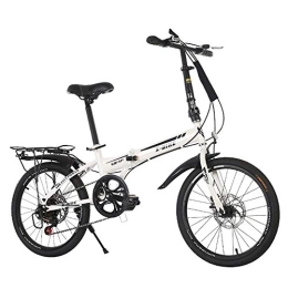 GDZFY Folding Bike GDZFY Loop Adult Folding Bike 20in, Carbon Fiber Frame, Folding City Bicycle, 7 Speed Dual Disc Brake White 20in
