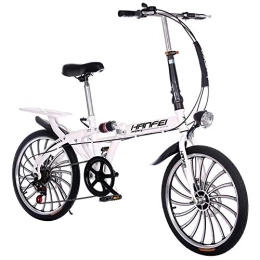 GDZFY Folding Bike GDZFY Mini Compact City Folding Bike, 7 Speed Folding Bicycle Urban Commuter With Back Rack White 20in