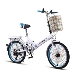 GDZFY  GDZFY Portable Folding City Bicycle With Storage Basket, 20in Wheels Urban Environment, Transmission Mini Folding Bike Unisex D 16in