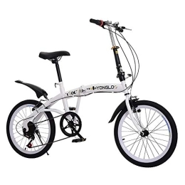 GDZFY  GDZFY Portable Unisex Bike With V Brake, Urban Commuter, 7 Speed Lightweight Folding City Bicycle, Outdoor Folding Bike For Adults White 18in