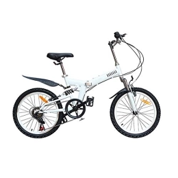 GDZFY Folding Bike GDZFY Ultra Light Portable Folding City Bicycle 7 Speed, Foldable Mountain Bike With Full Suspension, 20 Inch Folding Bike Bicycle White 20in