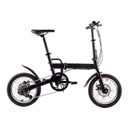 GDZFY Folding Bike GDZFY Ultra Light Transmission Foldable Bike, Aluminum Frame 7 Speed, Portable Folding City Bicycle For Students Commuting To Work Black 16in