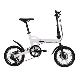 GDZFY  GDZFY Ultra Light Transmission Foldable Bike, Aluminum Frame 7 Speed, Portable Folding City Bicycle For Students Commuting To Work White 16in