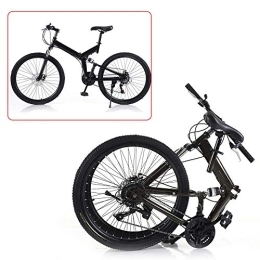 gegeweeret Bike gegeweeret 26" Folding Mountain Bike, Streamlined Triangular Structure, Sturdy and Foldable Frame, Double-disc Brake System, Comfortable Handles, and Cushion (Black)
