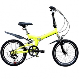GFYWZ Bike GFYWZ 20 Inch Lightweight Folding Bike, City Compact Bike Bicycle, Outroad Mountain Bicycle Student Car for Adults Men and Women Female, Yellow