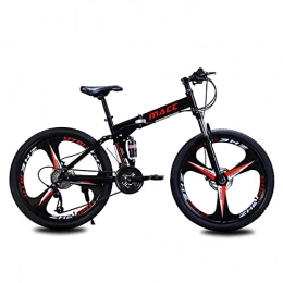 GGXX Folding Bike GGXX 26 Inch Full Suspension Folding Mountain Bike, 21 / 24 / 27 Speed High-Tensile Carbon Steel Frame MTB, Dual Disc Brake Mountain Bicycle For Men And Women