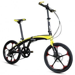 GHGJU Bike GHGJU Single Car 20 inch aluminum alloy ul tra light folding bike adult portable children's women's folding bicycle Suitable for mountain roads And rain and snow (Color : Yellow)
