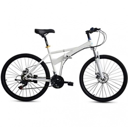 GHGJU Folding Bike GHGJU Single Car 26 inch folding bicycle aluminum alloy 21 speed disc brake folding mountain bike leisure bicycle Suitable for mountain roads And rain and snow (Color : White)