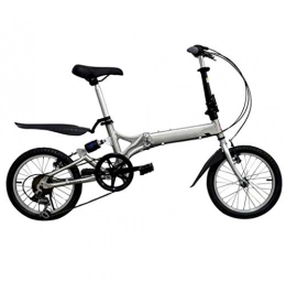 GHGJU Bike GHGJU Single Car folding bicycle 16 inch 20 inch shock absorber youth shift bicycle aluminum bicycle Suitable for mountain roads And rain and snow (Color : White, Size : 16 inches)
