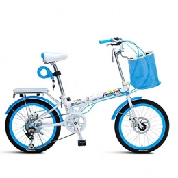 Giow Folding Bike Giow Folding Bicycle 20 Inch 7 Speed Adult Mountain Off-road Vehicle Male And Female Students Commuter Car Road Bike (Color : Blue, Size : 20in)