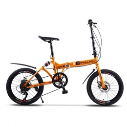 Giow Bike Giow Folding Bicycle Adult Shift Bicycle 20 Inch Portable Folding Bicycle Outdoor Riding Bicycle Youth Student Bicycle (Color : Orange, Size : 20in)