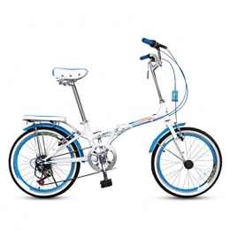 Giow Folding Bike Giow Folding Bicycle Male And Female Adult Variable Bicycle 20 Inch Student Commuter Outdoor Riding Bicycle (Color : Blue, Size : 20in)