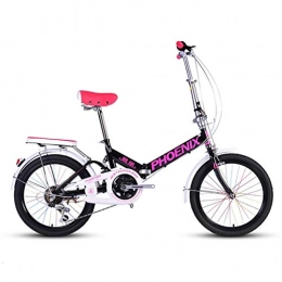 Giow Folding Bike Giow Folding Bicycle Male And Female Portable 20 Inch Variable Speed Small Wheel Off-road Bicycle Adult Road Cycling Bicycle (Color : Black-A, Size : 20in)