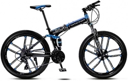 giyiohok Folding Bike giyiohok 24 Inch Folding Bike Off-Road Mountain Bike 6-Spoke / 10-Spoke Wheels Dual Suspension Bicycle High Carbon Steel Frame Double Disc Brake-Black Blue_21 speed