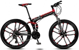 giyiohok Bike giyiohok 24 Inch Folding Bike Off-Road Mountain Bike 6-Spoke / 10-Spoke Wheels Dual Suspension Bicycle High Carbon Steel Frame Double Disc Brake-Black Red_21 speed
