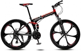 giyiohok Bike giyiohok 24 Inch Folding Bike Off-Road Mountain Bike 6-Spoke / 10-Spoke Wheels Dual Suspension Bicycle High Carbon Steel Frame Double Disc Brake-Black Red_24 speed