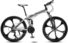 giyiohok Bike giyiohok 24 Inch Folding Bike Off-Road Mountain Bike 6-Spoke / 10-Spoke Wheels Dual Suspension Bicycle High Carbon Steel Frame Double Disc Brake-Black White_21 speed