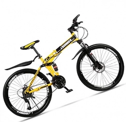 giyiohok Bike giyiohok 24 Inch Mountain Bike for Adult Men Women All Terrain Off-Road Foldable Mountain Bicycle with Dual Suspension & Disc Brake Adjustable Seat&HighCarbon-30 Speed_Spoke Black Yellow