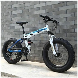giyiohok Bike giyiohok Dual-Suspension Mountain Bike 20 Inch for Girls Women Fat Tire Foldable Mountain Bicycle with Mechanical Disc Brakes High Carbon Steel Frame-7 Speed_Blue