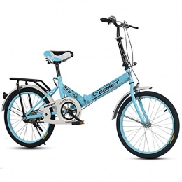 GJNWRQCY Folding Bike GJNWRQCY 20-Inch Foldable Bicycle, Leisure Folding Bicycle, Non-Slip Wear-Resistant, Safe Brake, Suitable for Adults, Men and Women, Blue