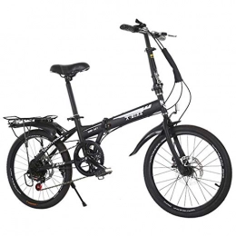 GJNWRQCY Bike GJNWRQCY 20 Inch Folding Bicycle, Variable Speed Folding Bicycle, Fixed Frame, Sensitive Braking, Suitable for Adults, Men and Women, Black