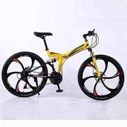 GJNWRQCY Bike GJNWRQCY 21 speed Double suspension Disc brakes fold Mountain Bike student 24 / 26 inch, Yellow, 24inch
