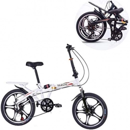 GJNWRQCY Folding Bike GJNWRQCY Folding Bike, Adults Lightweight Foldable 20 Inch Sports Bicycle, College Students Cycling Bike in Campus, White