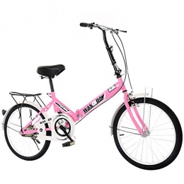 GJNWRQCY Folding Bike GJNWRQCY Leisure Folding Bicycle, 20-Inch Foldable Bicycle, Non-Slip Wear-Resistant, Safe Braking, Suitable for Adults, Men and Women, Pink
