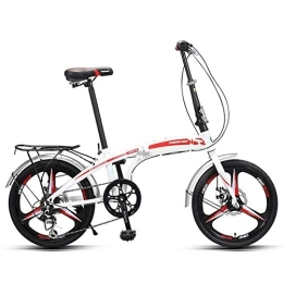 GJZM Bike GJZM Adults Folding Bikes, 20" High-carbon Steel Folding City Bike Bicycle, Foldable Bicycle with Rear Carry Rack, Double Disc Brake Bike, Red