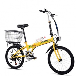 GOLDGOD Folding Bike GOLDGOD 20 Inch Adult Folding Bike, Ultra Light Leisure Foldable Aluminum Frame Bicycle with Front And Rear V-Brakes And Adjustable Seat Height Bike Suitable for Height 135-195cm, Yellow