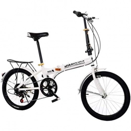 GOLDGOD Bike GOLDGOD 20 Inch Lightweight Folding Bike, Portable Variable Speed Foldable Bicycle Anti-Skid Tires Folding Bicycle with High Carbon Steel Frame And Steel V Brake, White