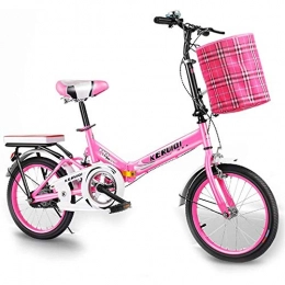 GOLDGOD Folding Bike GOLDGOD 20 Inch Portable Folding Bike, Easy To Install Ultra Light Bicycle with Anti-Skid Tires And High-Carbon Steel Frame Bike for Adult Child Student (Height 135-175cm), Pink
