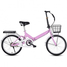 GOLDGOD Folding Bike GOLDGOD 20 Inch Student Folding Bike, Single Speed Shock Absorption Foldable Bicycle for Men And Women Commuter Comfort Bicycle with Steel V Brake And Anti-Skid Tires, Pink