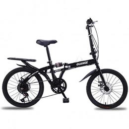GOLDGOD Bike GOLDGOD 20 Inches Folding Bike, Carbon Steel Shock-Absorbing Frame Foldable Bicycle with Double Disc Brake Portable Variable Speed Commuter City Bicycle To Work School, Black